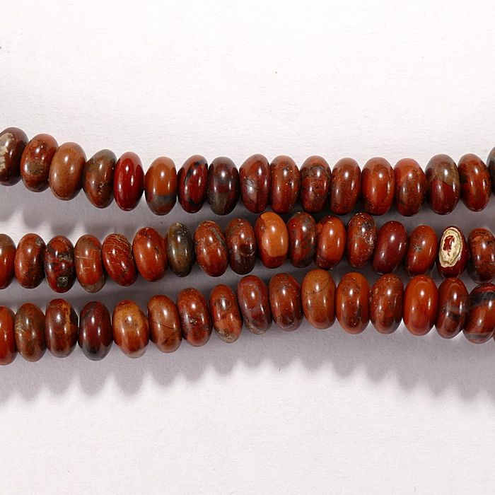 Бусина из яшмы маковой, фигурная, 3x6 мм (рондель, гладкая)