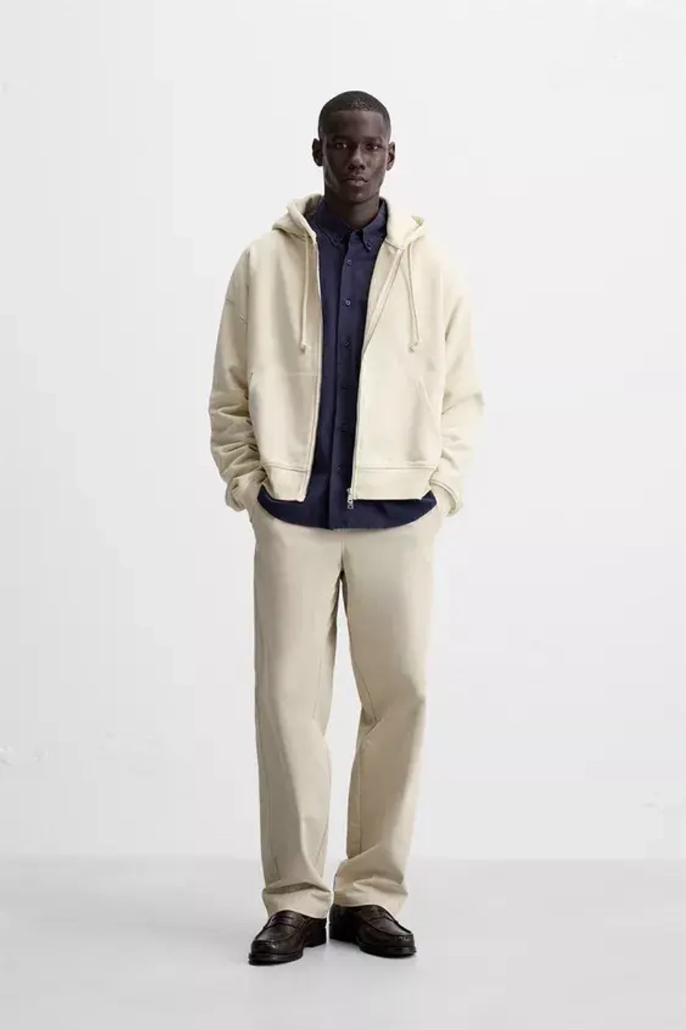 ZARA БРЮКИ-ДЖОГГЕРЫ STRAIGHT FIT, БЕЖЕВЫЙ