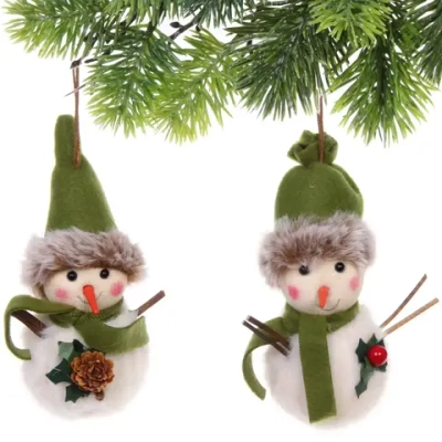Подвеска «Снеговичок в наряде» 10 см (в ассортименте), Зеленый