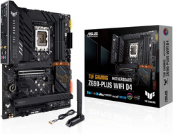 Материнская плата ASUS TUF GAMING Z690-PLUS WIFI D4, LGA1700, Z690, 4*DDR4, DP+HDMI, CrossFireX, SATA3 + RAID, Audio, Gb LAN, USB 3.2*8, USB 2.0*2, COM*1 header (w/o cable), ATX; 90MB18V0-M0EAY0