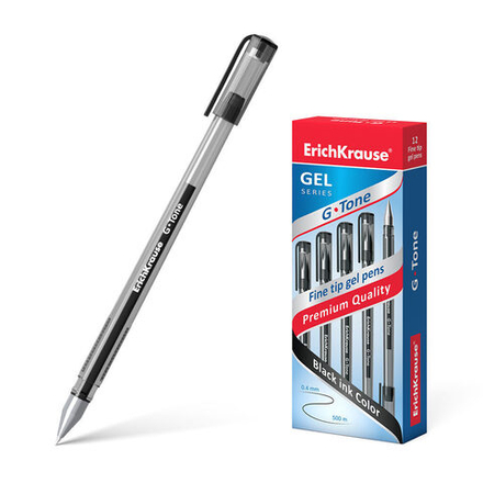 Ручка гелевая EK G-TONE черная, 0,5мм, черный тонир.корпус