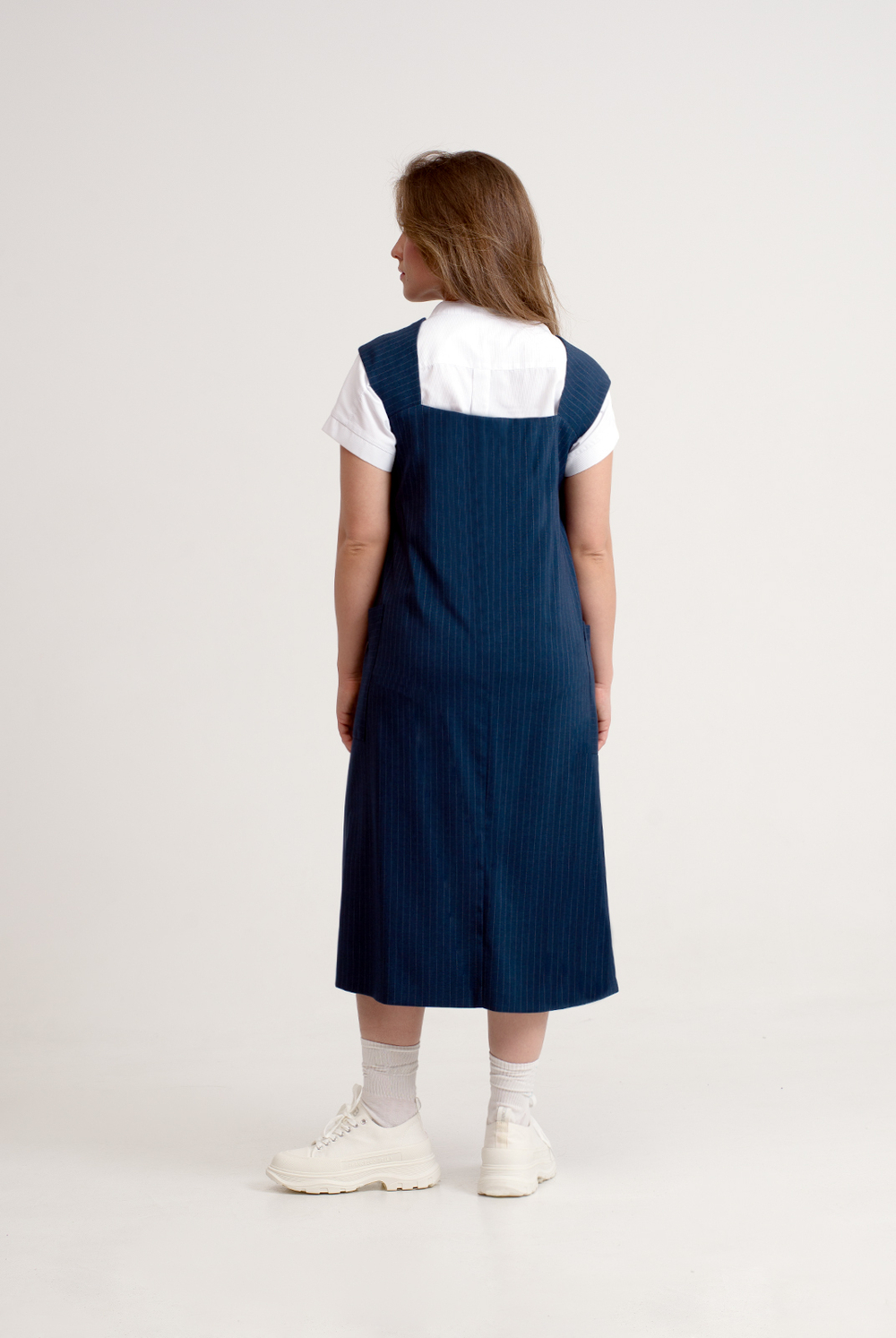 Офисный сарафан 2996ЛЕ, Серо-голубой #87СГ082996ЛЕ