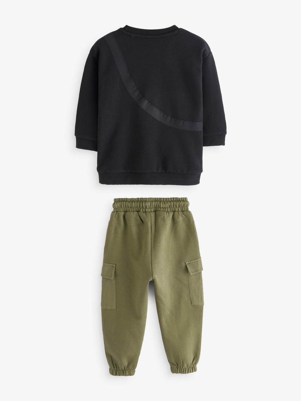 Лонгслив и джоггеры в комплекте для мальчика Next N96-355, Хаки, Черный