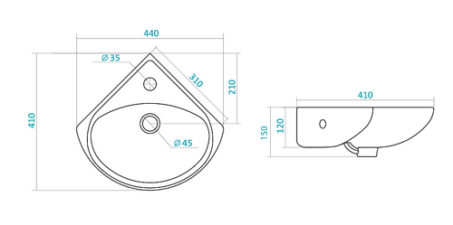 Раковина Santek "Ирис-36", угловая, белая (1.WH11.0.514)