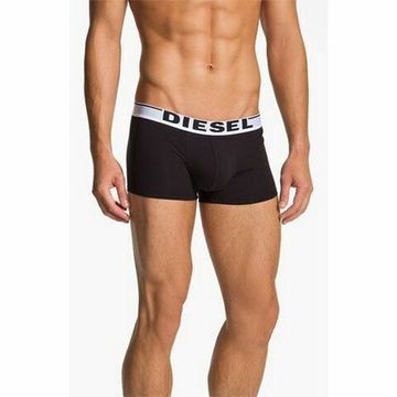 Мужские трусы боксеры черные с белой резинкой и синими буквами Diesel Black Boxer navy Words .