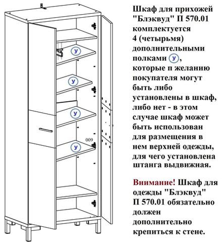 Шкаф для прихожей «Блэквуд Лофт» П3.0556.3.31
