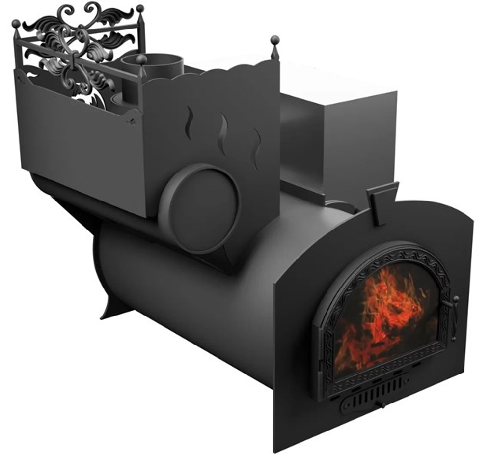 Печь для бани Горыныч 3, средняя дверь со стеклом