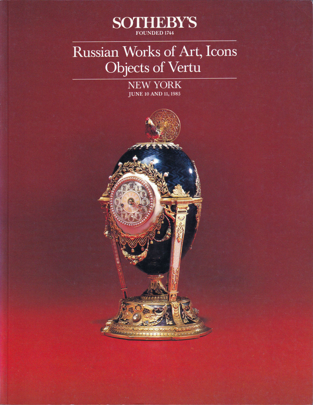 Каталог аукциона Sotheby's, Нью-Йорк, Русское искусство, иконы и предметы роскоши от 10-11 июня 1985 года
