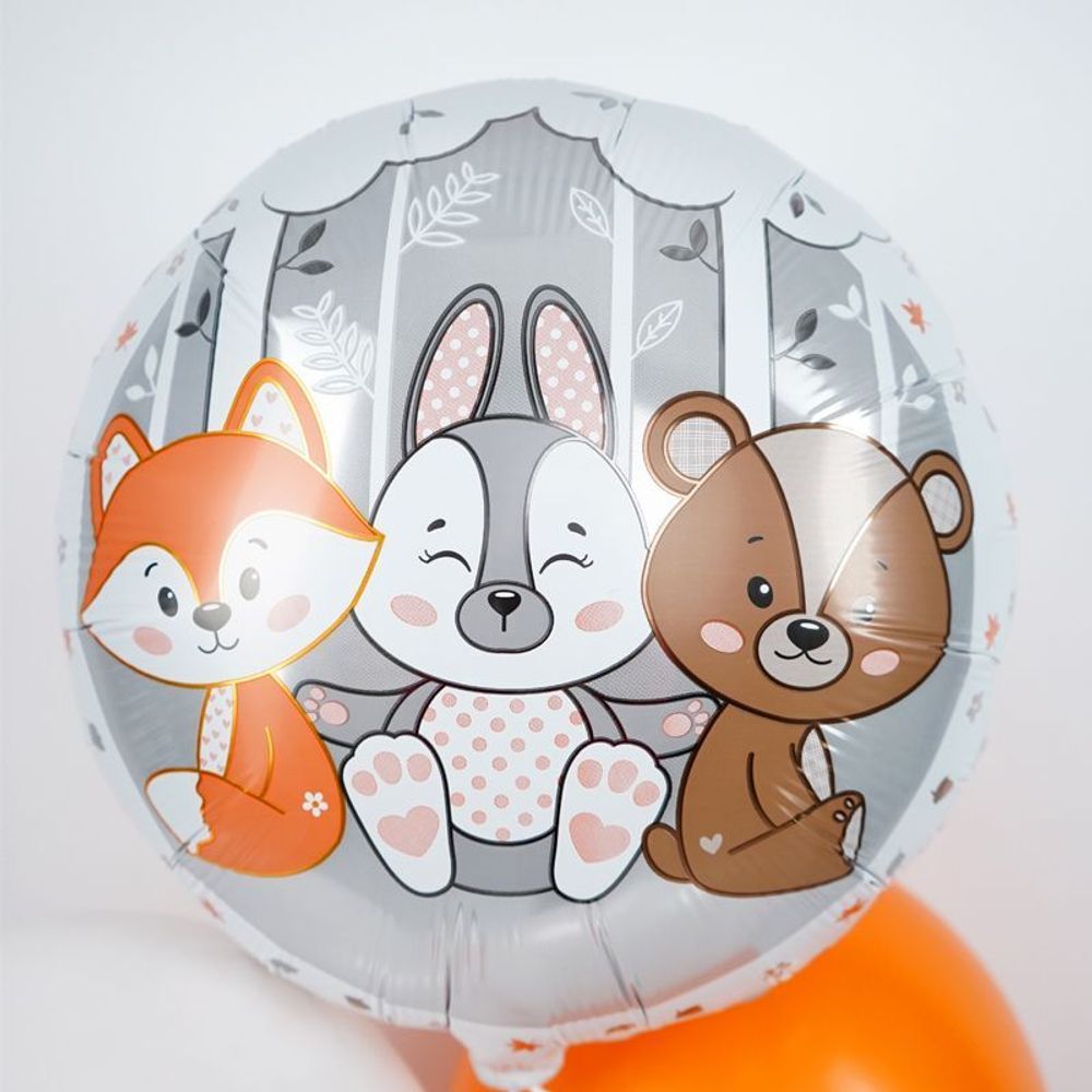 Волшебный лес, животные, фольгированный шар