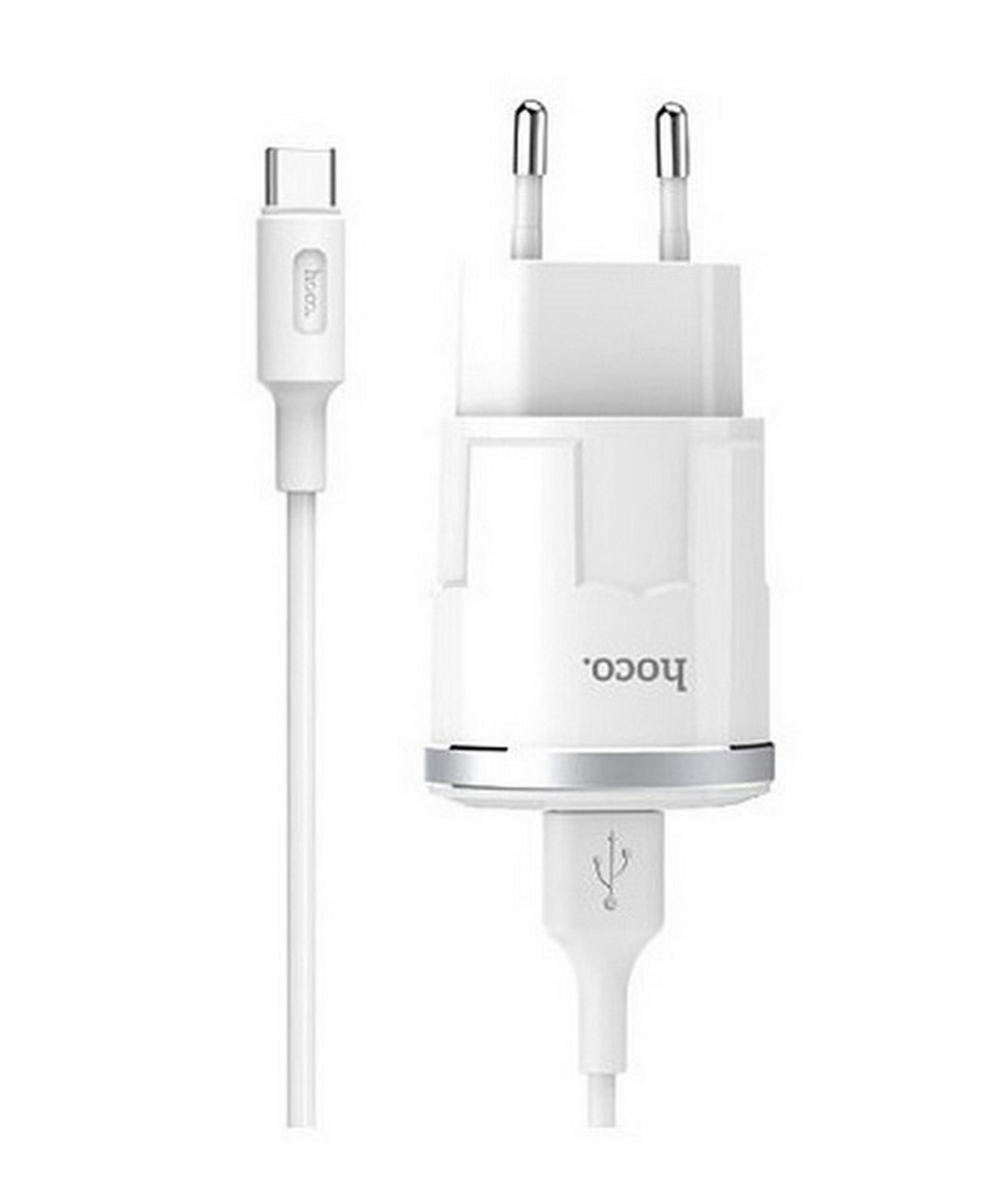 Сетевая зарядка HOCO C37A Thunder + кабель TypeC (2.4A)