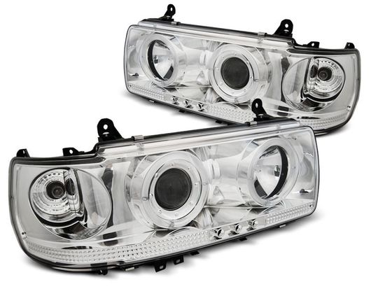 Передние фары Angel Eyes для Toyota Land Cruiser 80 (90-97) Chrome