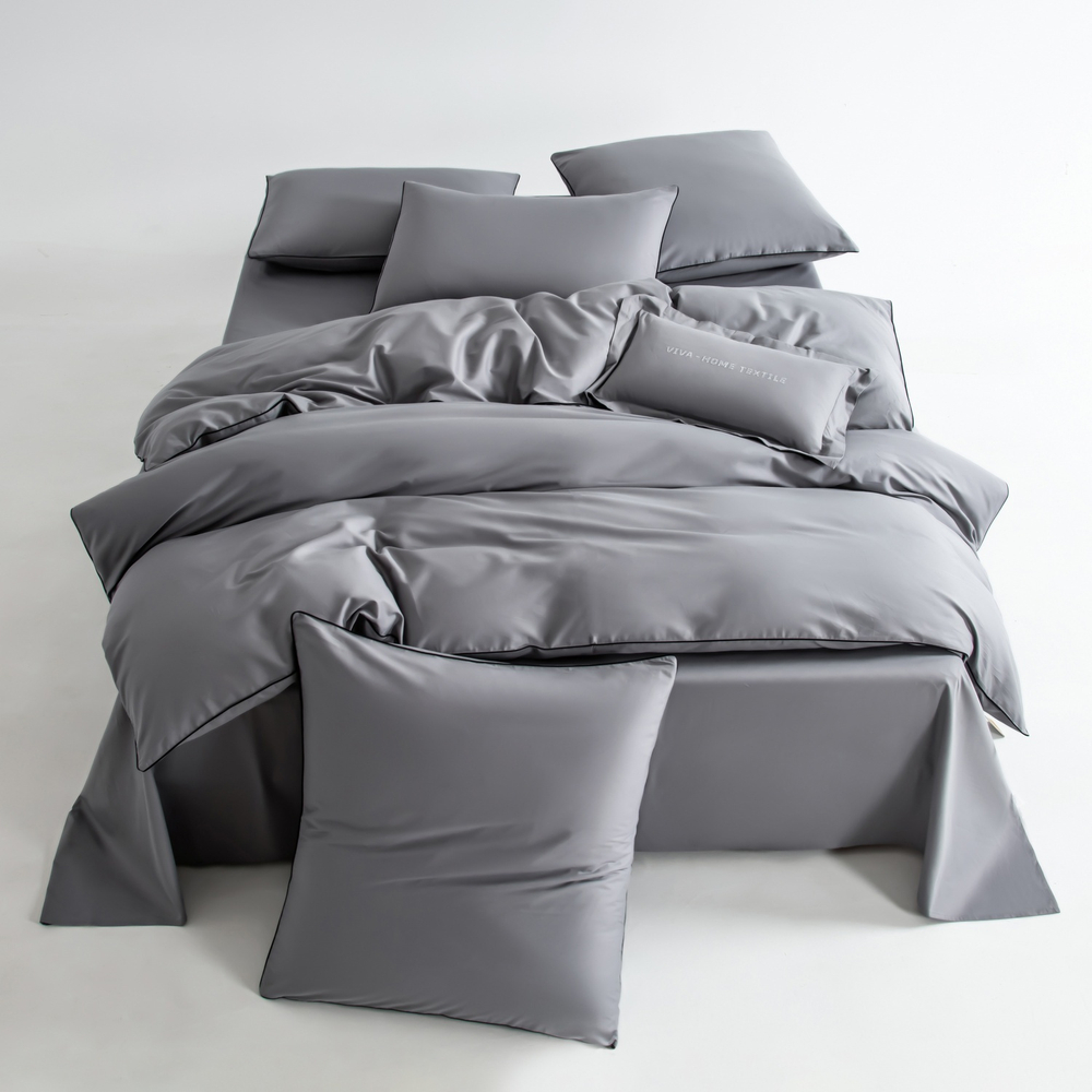 КПБ Однотонный Сатин Элитный на резинке OCER014, Евро, 4 наволочки, простынь 160*200*30