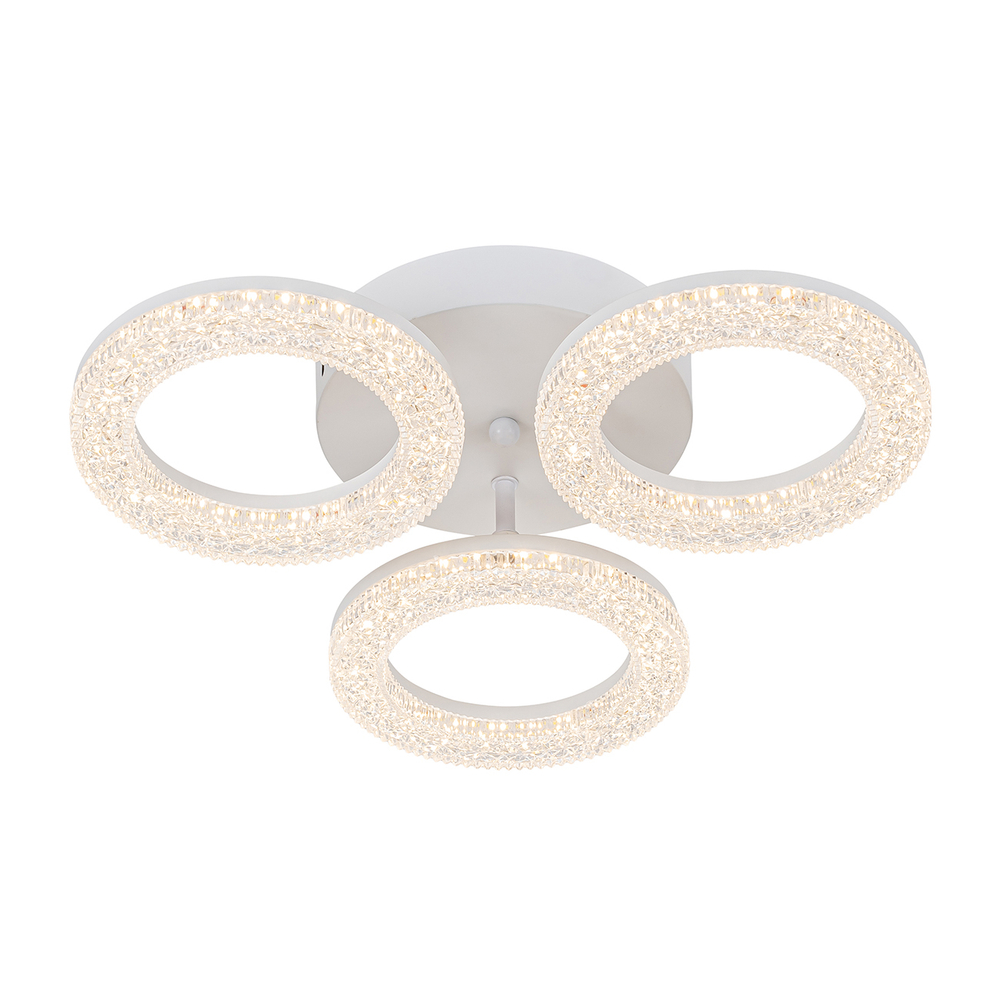 Потолочный светодиодный светильник 60Вт, 4396Лм, 3000-6500К, Ra>80,  плавная регулировка мощности, изменение цветовой температуры, ночник,  металл/акрил, белый