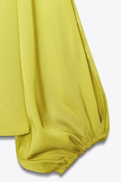 ZARA АТЛАСНЫЙ ТОП С РАЗРЕЗАМИ НА РУКАВАХ, ЛАЙМОВЫЙ