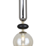 Подвесной светильник 1x40Вт G9, металл/стекло, черный/золото, янтарный/дымчатый