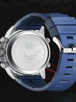 Часы наручные кварцевые NAVIFORCE на силиконовом ремешке, серебристый/синий W8740-01