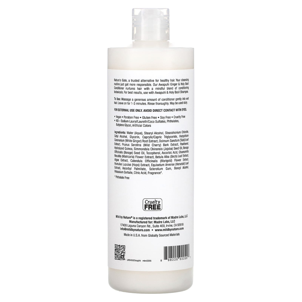 Mild By Nature, Nature's Gate, кондиционер для тонких волос, с имбирём авапухи и базиликом, 473 мл (16 жидк. унций)