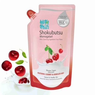 Shokubutsu Крем-гель д/душа Вишня и молочко 500мл.(м/у)