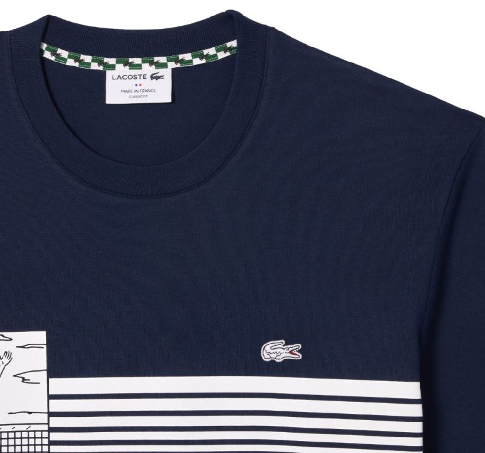 Мужская теннисная футболка Lacoste French Made Tennis Print Heavy T-Shirt - небесный