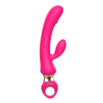 Розовый вибратор-кролик 24,6см с ручкой-кольцом I-Moon MY-227