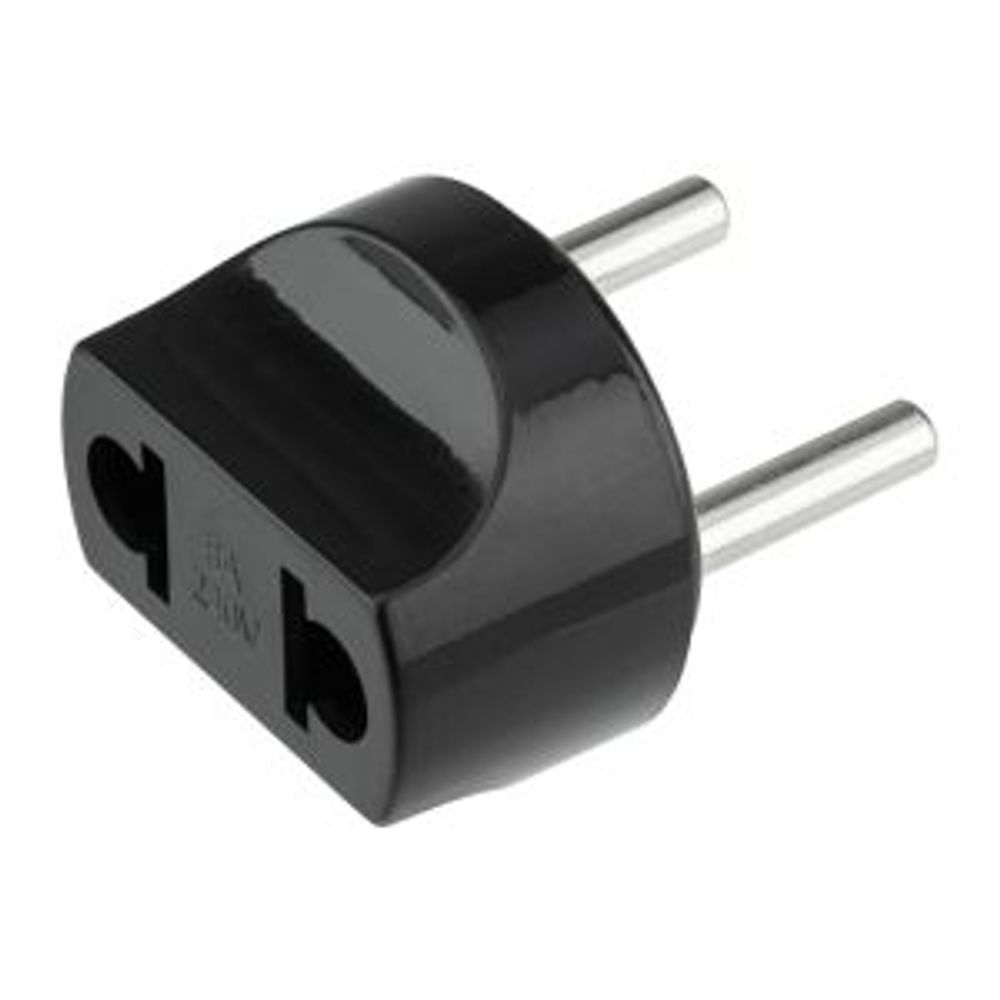 Адаптер сетевой (переходник) с Евро А/F на вилку С1 CEE 7/2 «Питер» 6А б/з черный REXANT