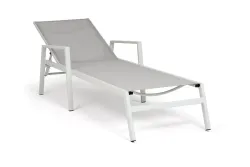 "Парма" шезлонг, каркас алюминий светло-серый (RAL7035) муар, ткань текстилен светло-серая