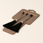 Зажимы на соски «вилки» с кисточками из шелка, черные