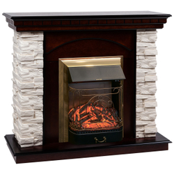 Электрокамин RealFlame Elford AO античный дуб с очагом Majestic Lux Brass