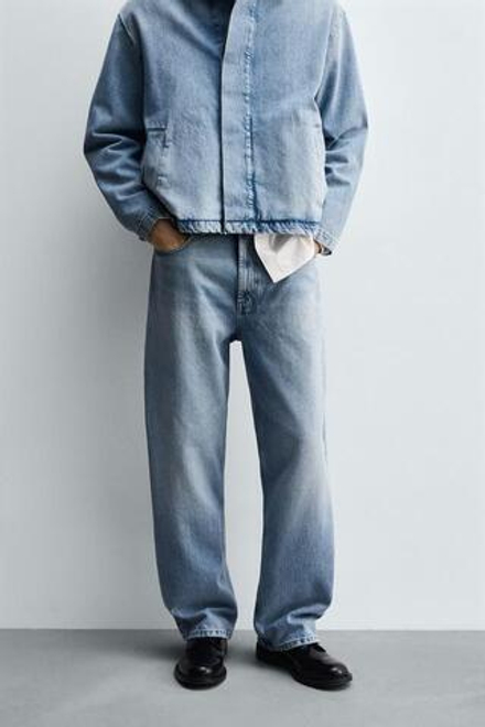 ZARA ДЖИНСЫ STRAIGHT FIT, СИНИЙ