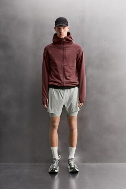 ZARA ШОРТЫ ДЛЯ БЕГА 2 В 1, ЖЕМЧУЖНО-СЕРЫЙ