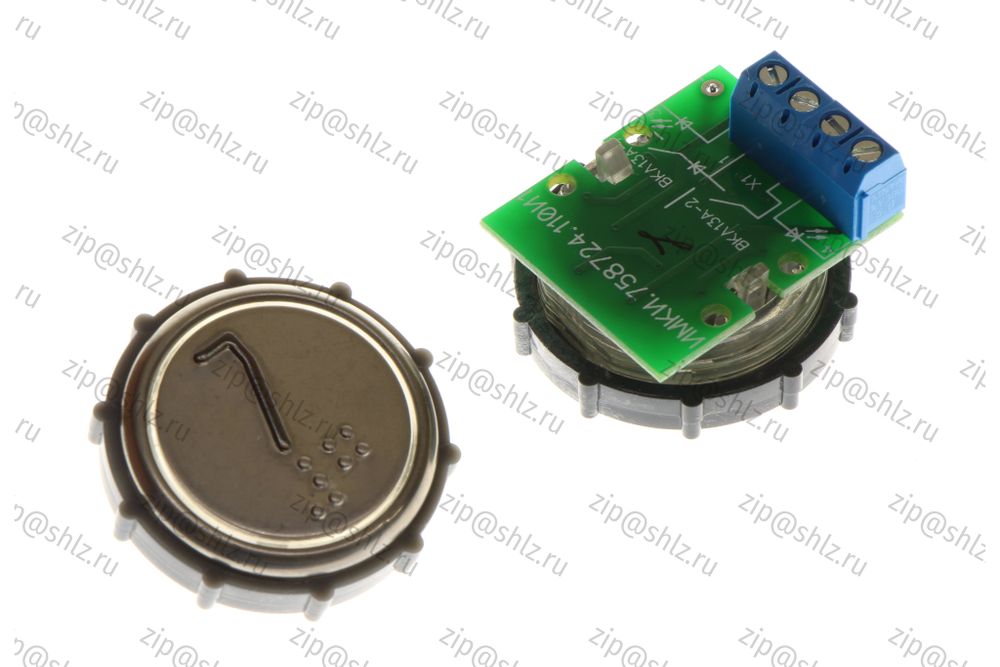 Кнопка (кнопочный модуль) ВКЛ13А-2-4П &quot;7 этаж&quot;, круглая, красная подсветка, с кодом Брайля