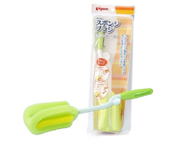 Щетка с губкой Pigeon для мытья детских бутылочек, зеленый