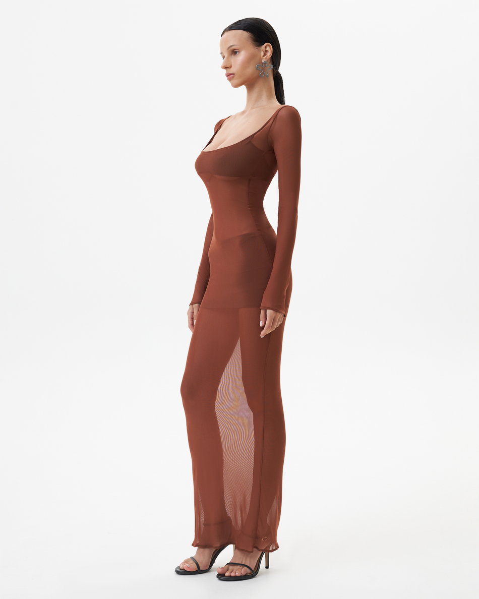 BROWN MESH DRESS