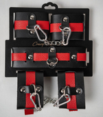 Черно-красный набор фиксаций: наручники, оковы и ошейник (Цвет: черный с красным)