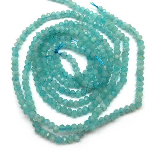 Амазонит граненый 3х2 мм, бусины - рондели (нить)