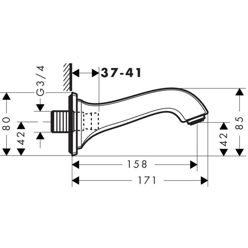 Излив на ванну Hansgrohe Metropol 13425000 хром