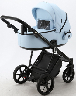 Детская коляска Adamex Porto Deluxe 2 в 1 PO-SA17 (ГОЛУБАЯ КОЖА)
