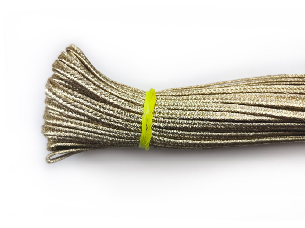 Сутаж полиэстер с люрексом 3мм золото зеленое