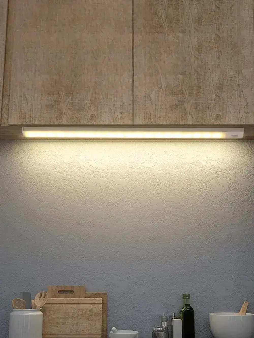 Беспроводной светодиодный светильник с датчиком движения на клипсах, настенный, потолочный, 400 мм, лампа на аккумуляторе (белый 3000-6000К)