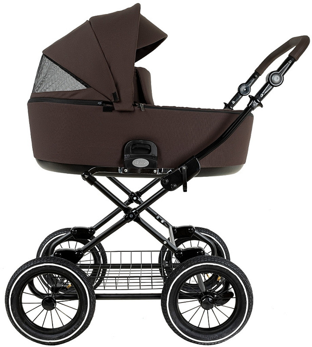 Детская коляска Roan Bass Next Classic d12 2.0 3 в 1 с автокреслом Tutis Elo Black BNC/83/2 Turkish Coffe/Black/руч.Cappuccino