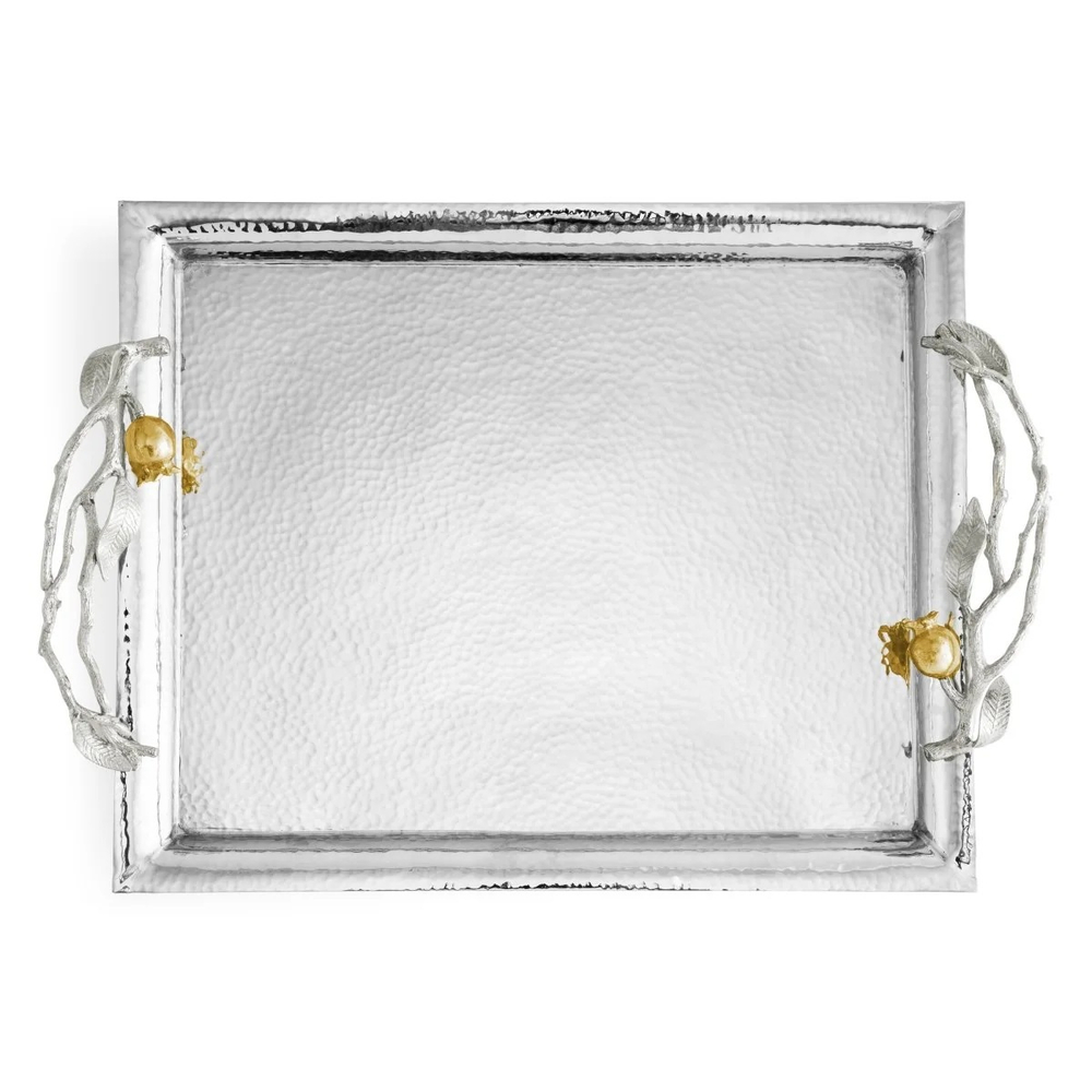 Поднос сервировочный Michael Aram Pomegranate Silver & Gold (44.5 х 33 см)