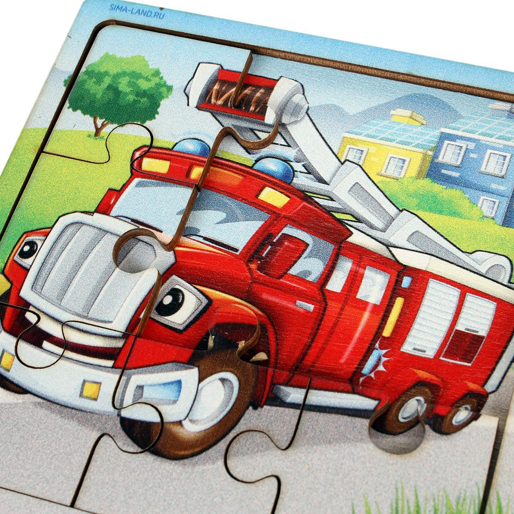 Головоломка-пазл в рамке. Игры в дорогу "Пожарная машина" П313 4930532 (Лесная мастерская)