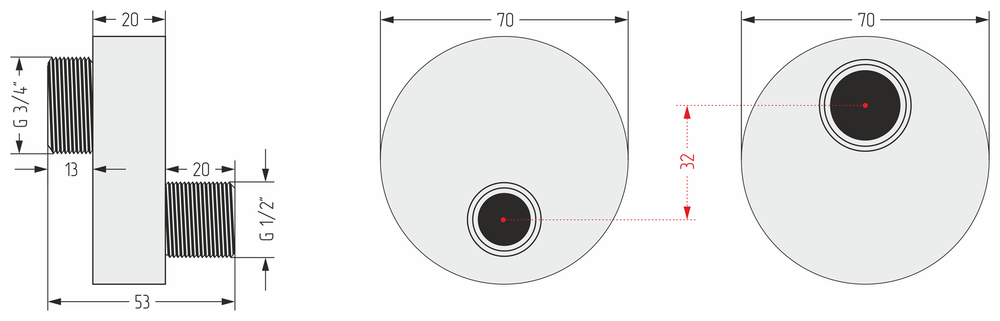 Эксцентрик Сунержа TUBE e 32 мм (G 1/2" НР х G 3/4" НР) / 2 шт.