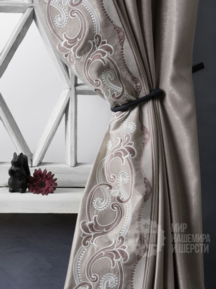 Готовые шторы с вышивкой ВАЛЛЕРИ (арт. BL01-248-02) - (200х270)х2 см. - капучино