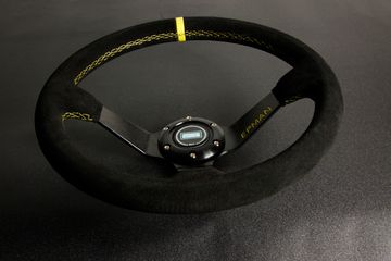 Спортивный руль EPMAN замша чёрная с выносом жёлтый