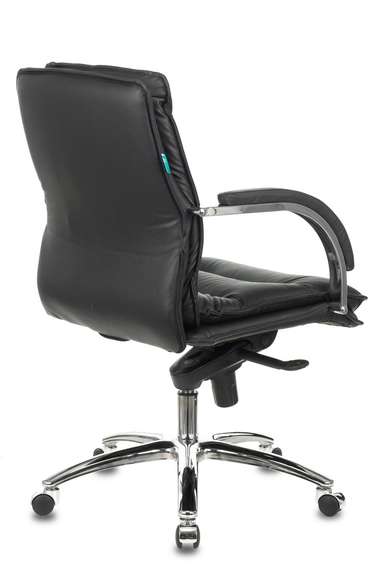 Кресло руководителя Бюрократ T-9927SL-LOW черный кожа низк.спин. крестов. металл хром