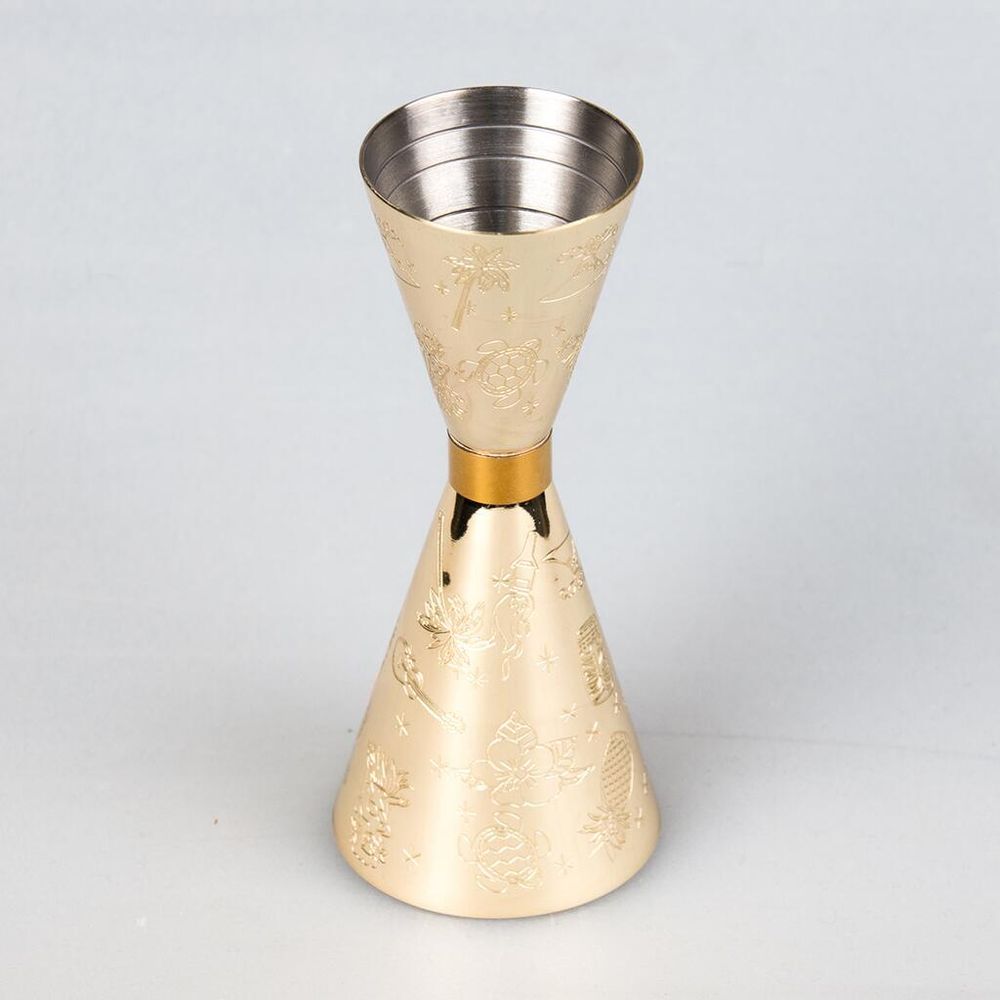 Джиггер 25/50 мл нерж. золото с рисунком B'Guys P.L.- Barbossa