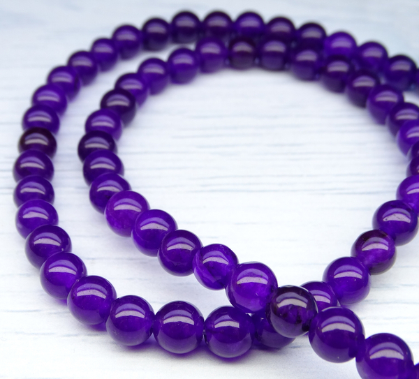 ПК076НН6 Бусины из природного камня кварц (фиолетовый), размер: 6 мм, 15 шт.