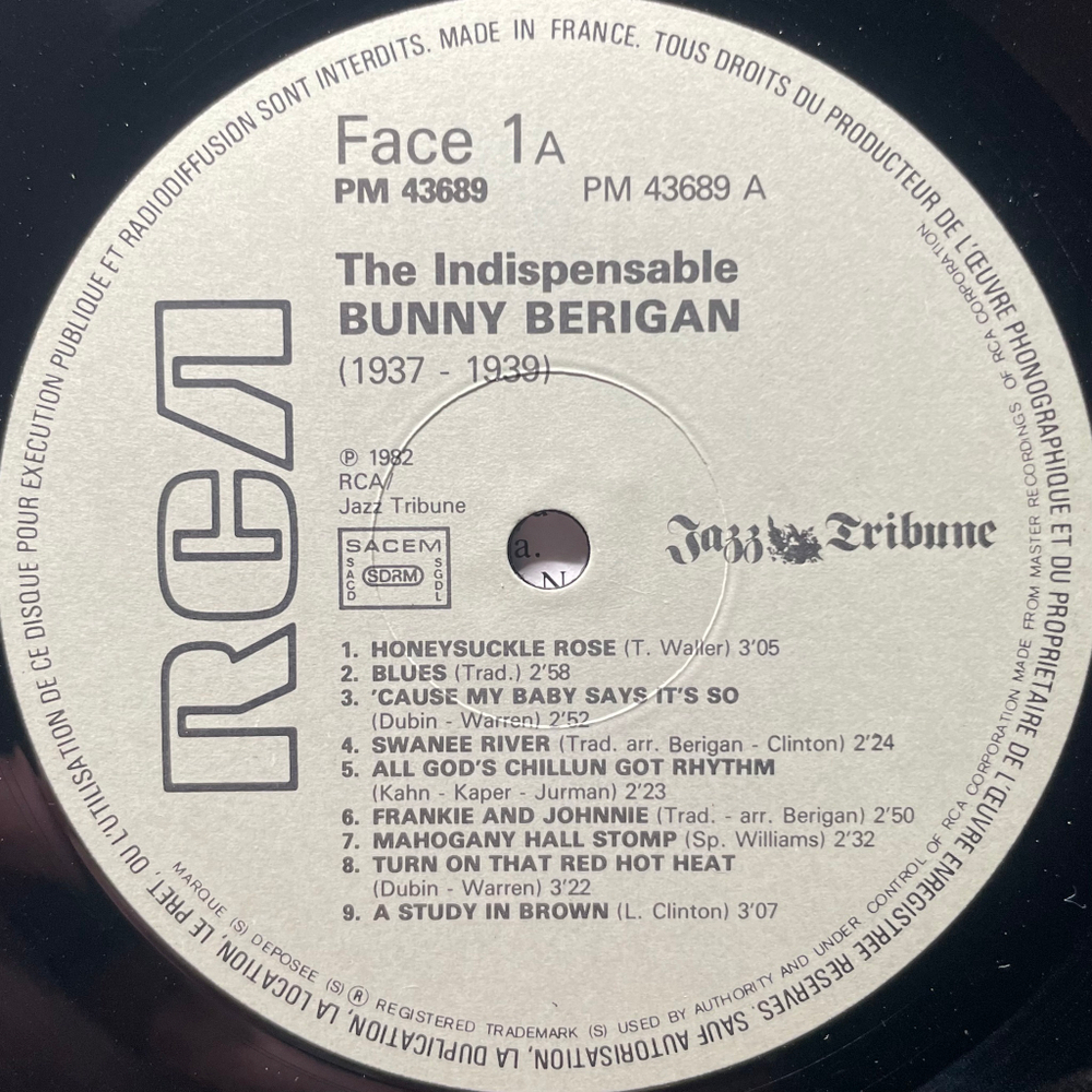 Bunny Berigan ‎– The Indispensable Bunny Berigan 2LP (Франция 1982г.)