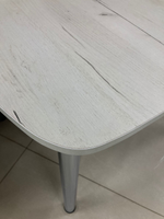 Стол разд ЛДСП подстолье прямое хром Царг.пояс дуб крафт белый Ст-ца дуб крафт белый